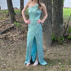 SEQUIN BLUE PROM DRESS